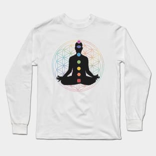 Flower of Life Chakra Healing Meditation Long Sleeve T-Shirt